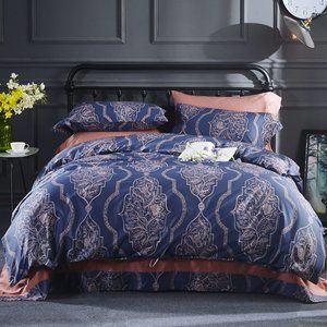 300TC Egyptian Cotton Damask Medallion 3 Piece Duvet Cover Set Vintage Boho